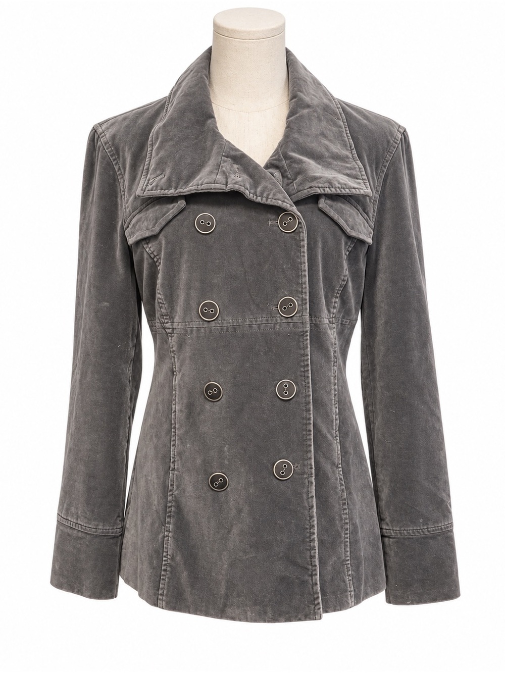 Calvin Klein Jeans Gray Brushed Cotton Double Breasted Jacket Medium
